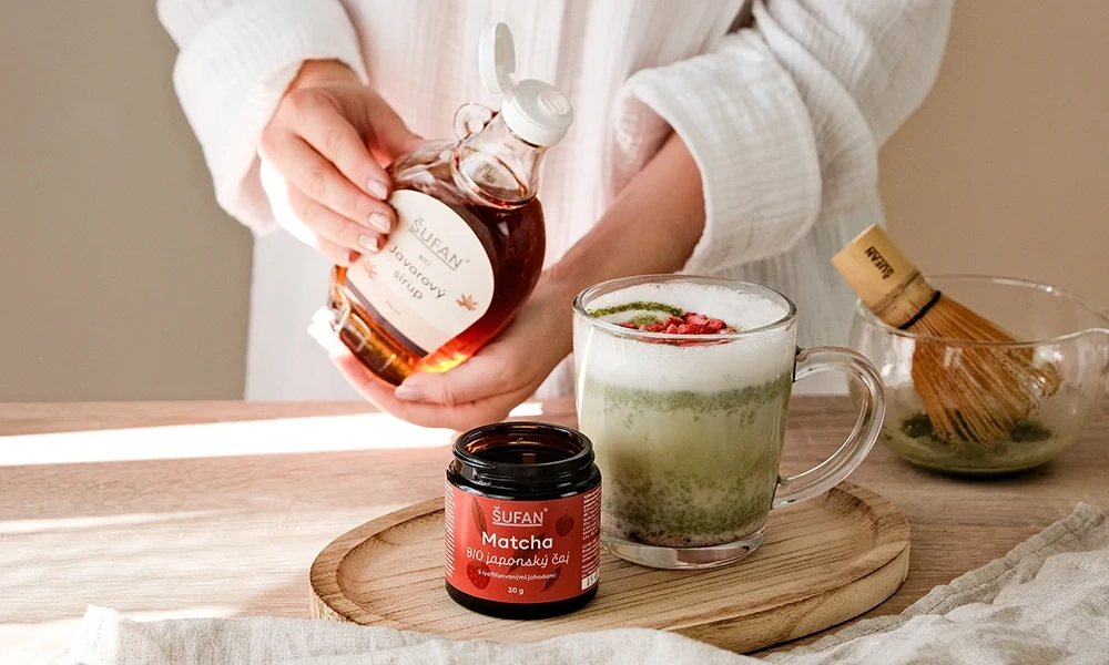 BIO japonský čaj Matcha s lyofilizovanými jahodami - 30 g